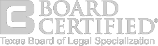 Texas board-certified legal specialization badge.